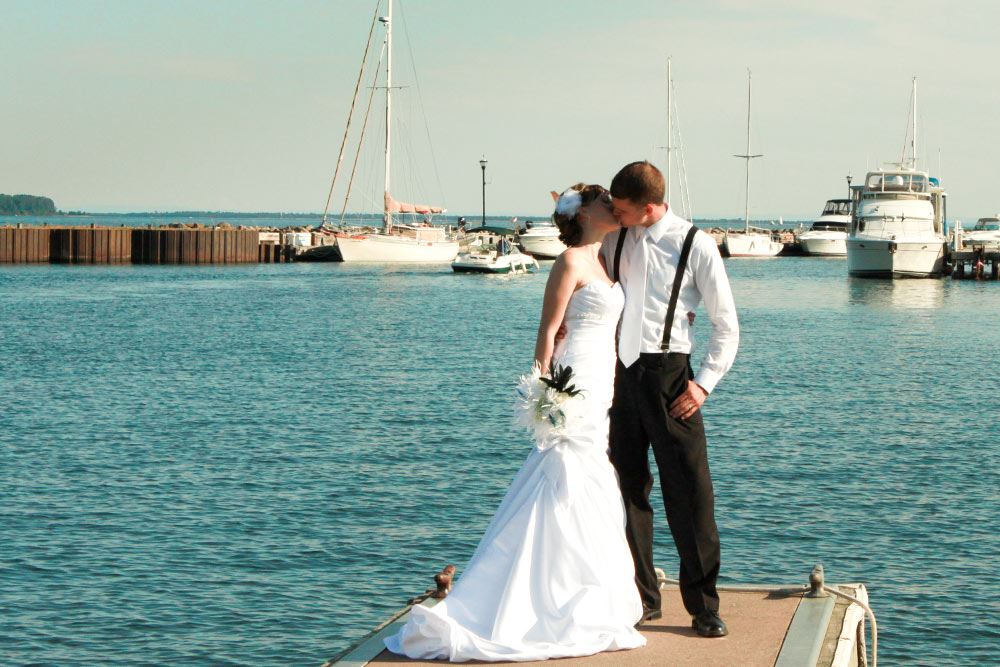 Old Rittenhouse Inn Bride and Groom at Bay
